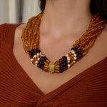 Amber & Amethyst Multi-Strand Necklace