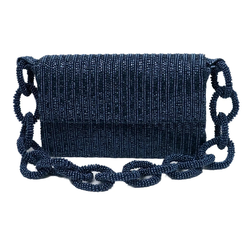 Navy Beaded Bag