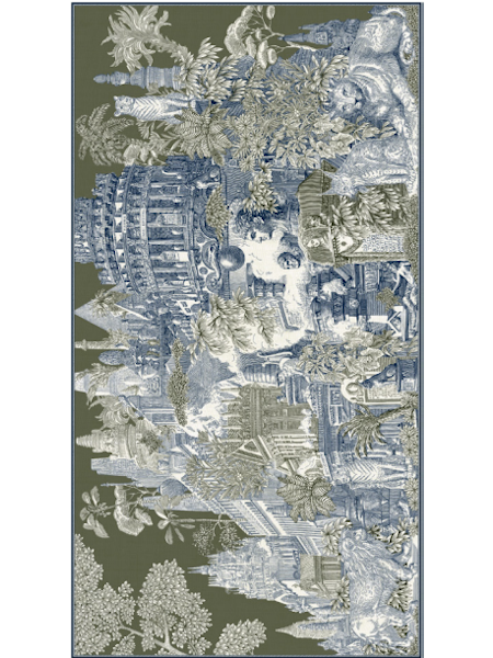 SCARF / ETOLE 100 WOOL SILK PIRANESI KHAKI