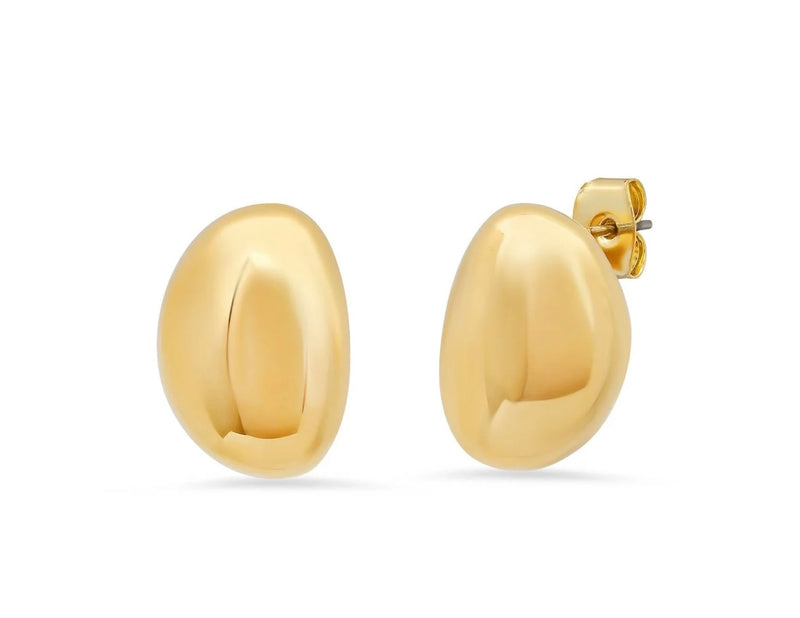 Sculptured Gold Bean Earrings