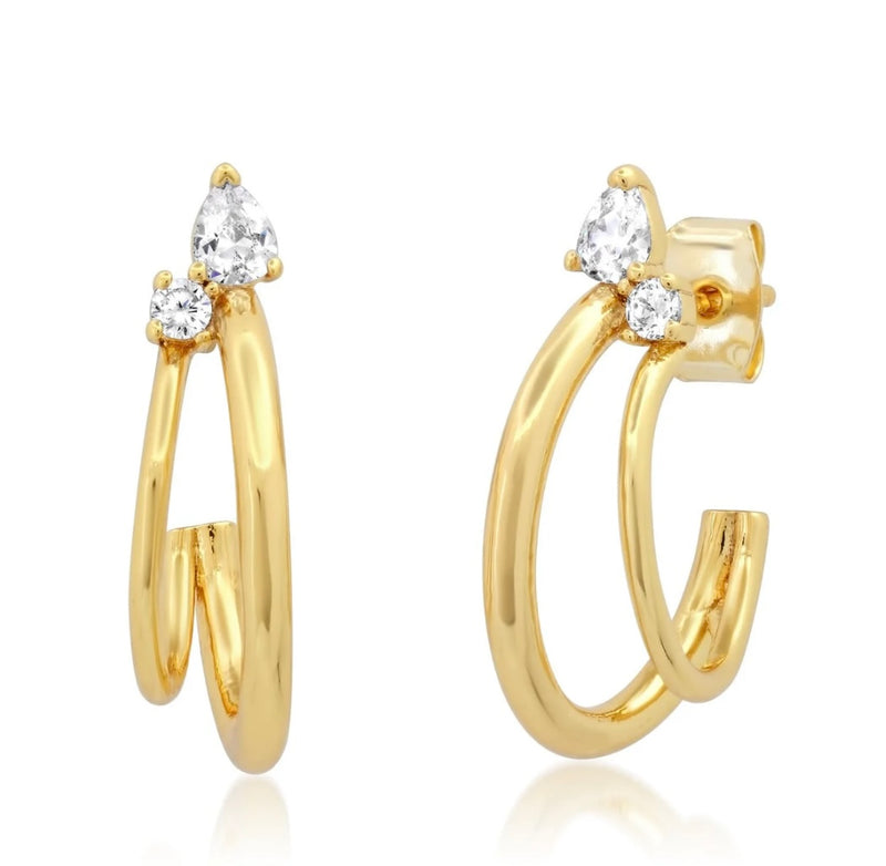 Split High Low Hoop with CZ