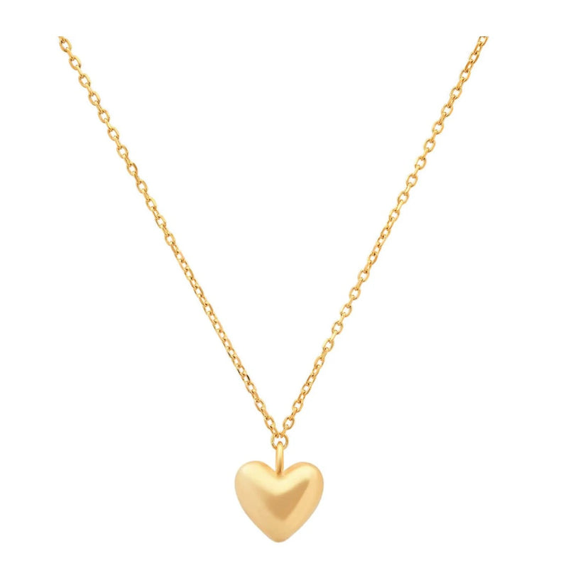 Gold Vermeil Puffed Heart Pendant Necklace