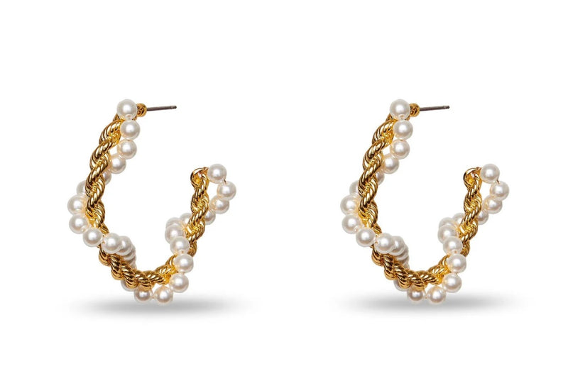 PEARL ROPE TWIST HOOP