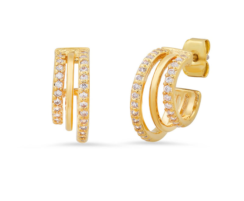 High Low Triple Pave Huggies