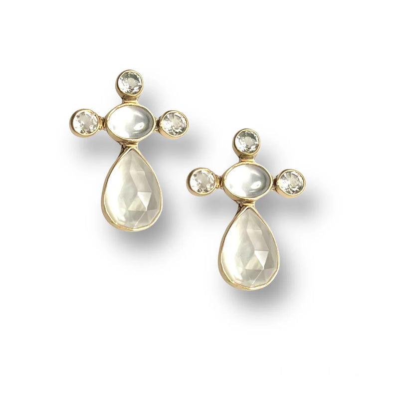 PEARL AND TOPAZ TEARDROP EARRING