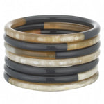 Natural Horn Bangle Set of 7 With Lacquer