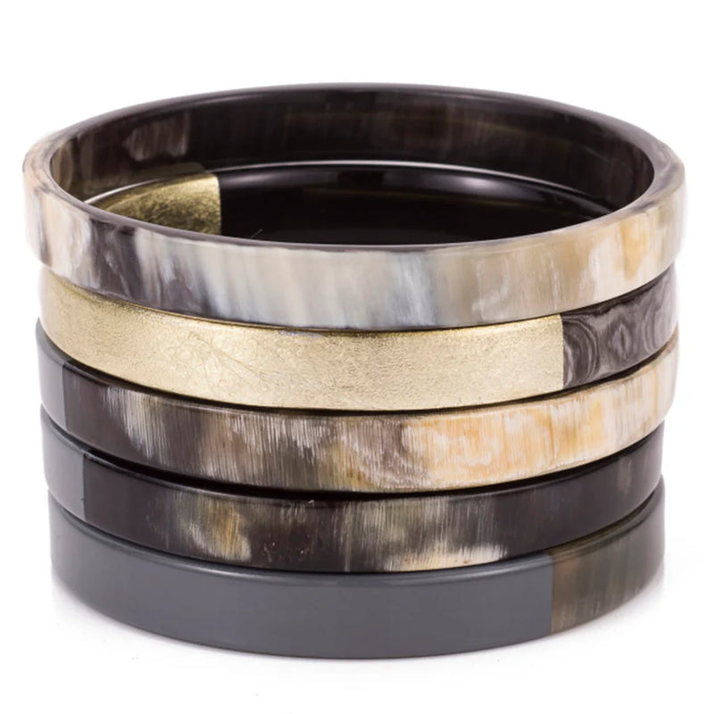 5 Natural Horn Bangles With Lacquer