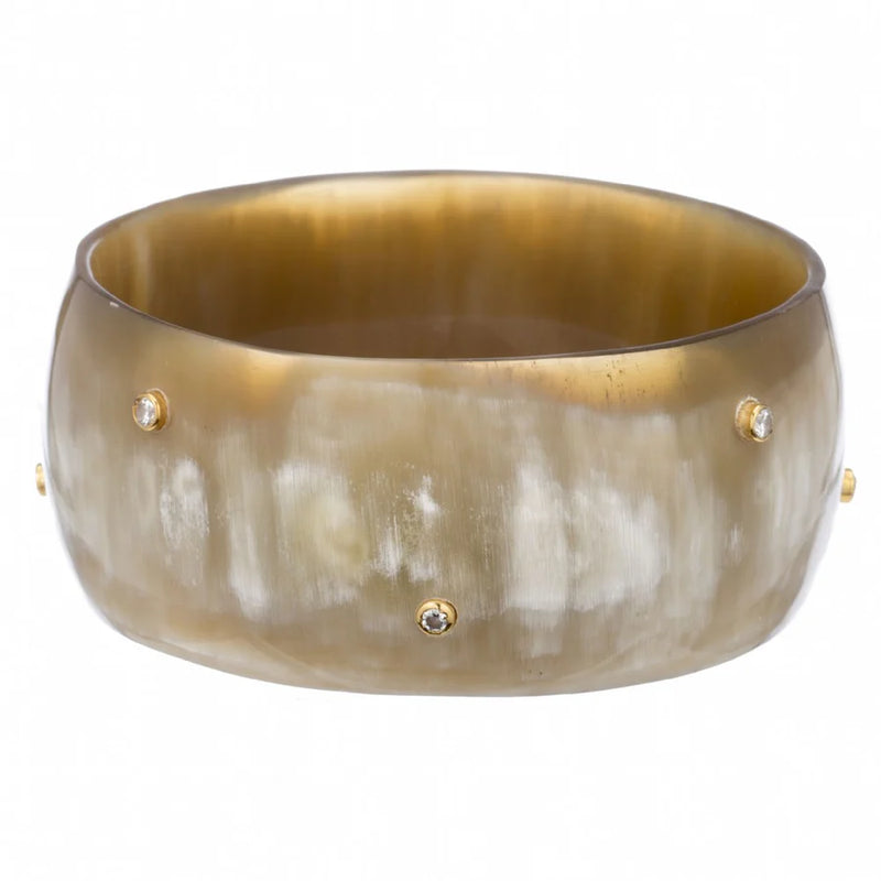 Natural Horn Bangle With Scattered Crystals