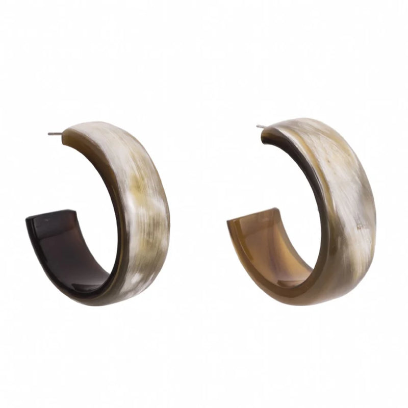 Natural Horn Wide Hoop On Post