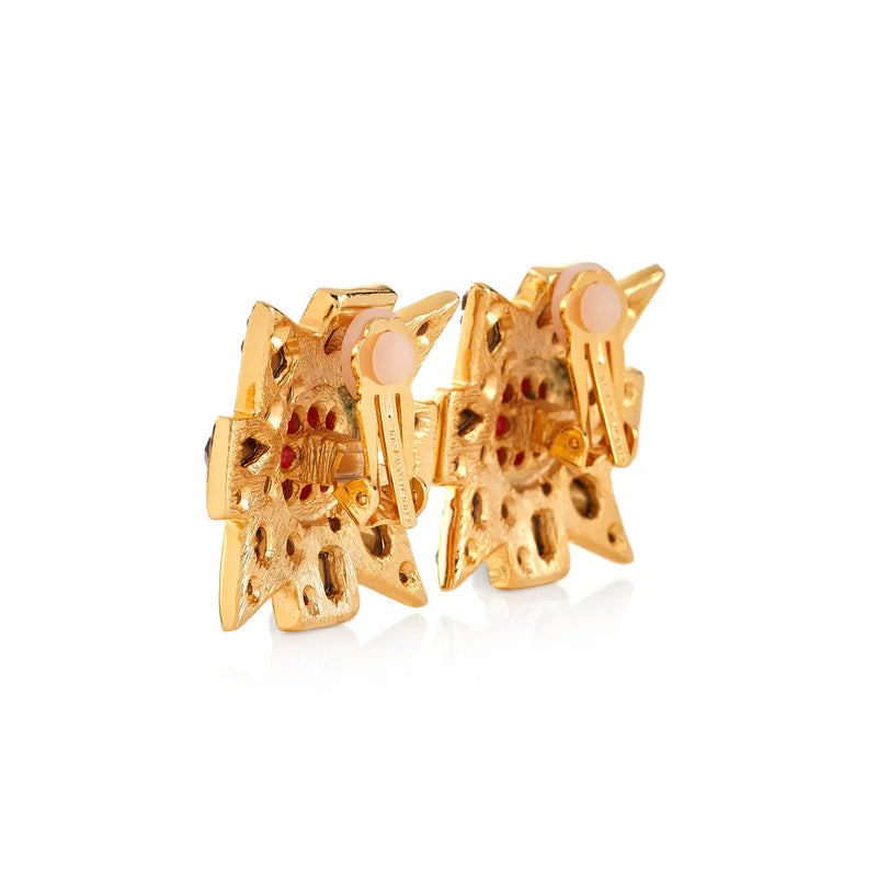 GOLD MALTESE CROSS CLIP EARRINGS