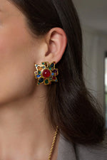 GOLD MALTESE CROSS CLIP EARRINGS
