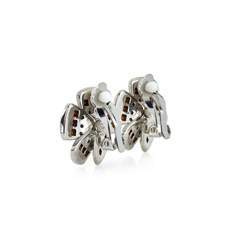 CRYSTAL FLOWER CLIP EARRINGS