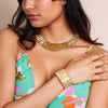 GOLD RIBBED HINGED CUFF BRACELET