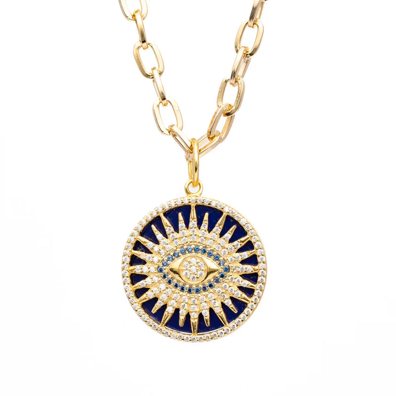 Evil Eye Pendant Necklace – Blue Lapis