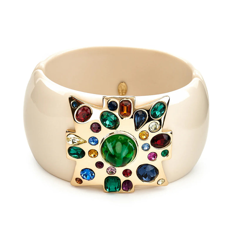 EMERALD CENTER IVORY MALTESE CROSS BRACELET