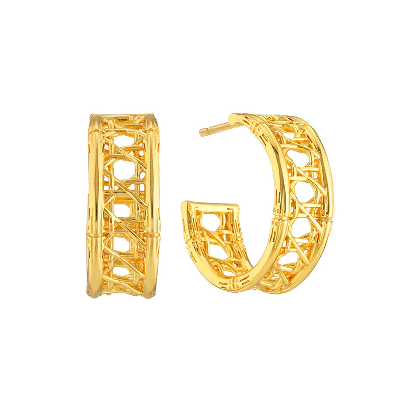 Veranda Caning Medium Hoop Earrings