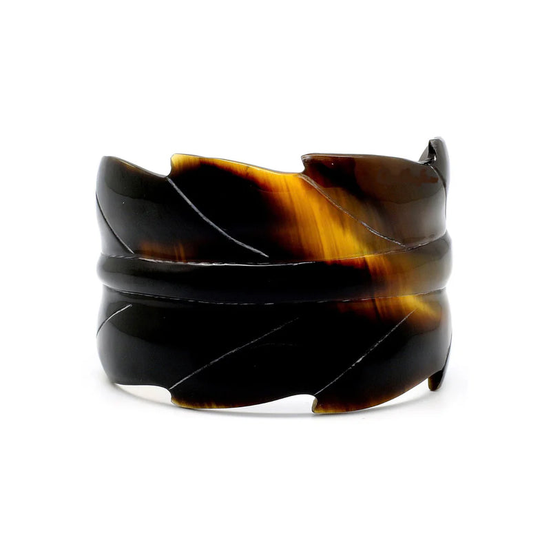 Honey Horn Carved Leaf Cuff