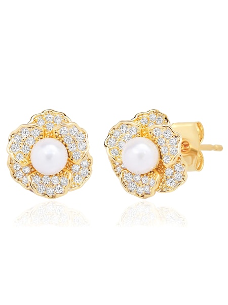 Pearl Pave' Flower Studs