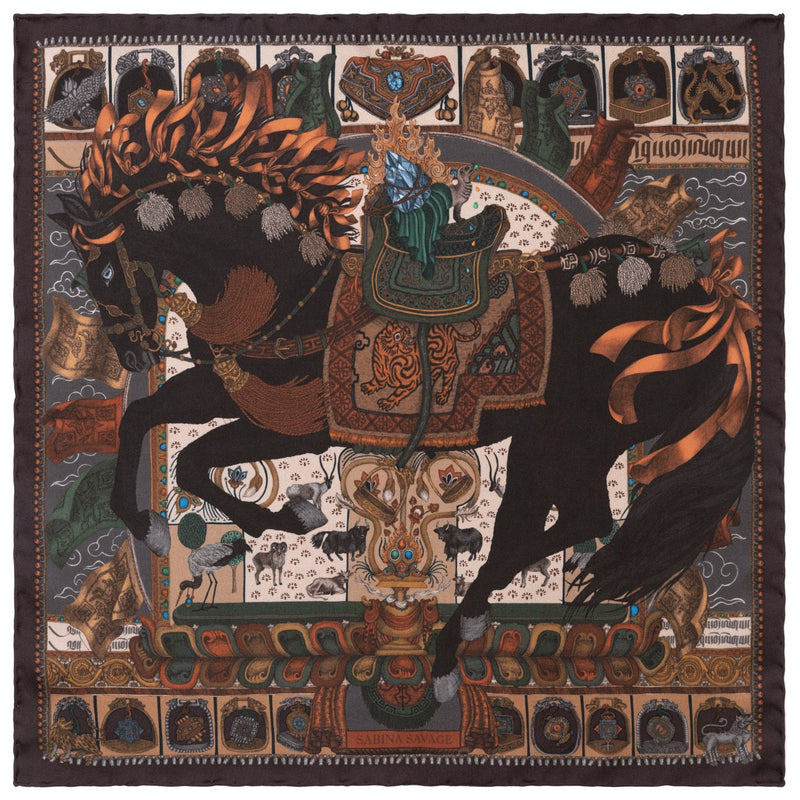 The Wind Horse Silk Twill Scarf