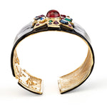 Ruby Center Black Maltese Cross Bracelet