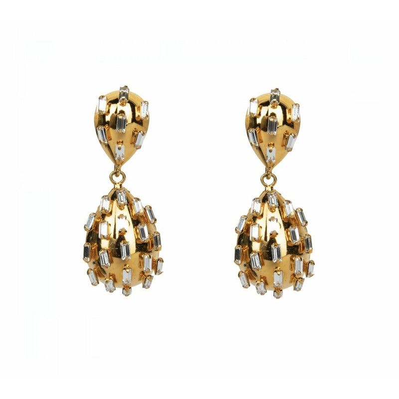 Gold Patel & CZ Baguette Earrings