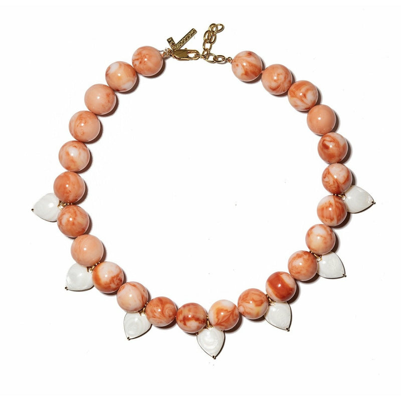 Coral Heart Charm Necklace