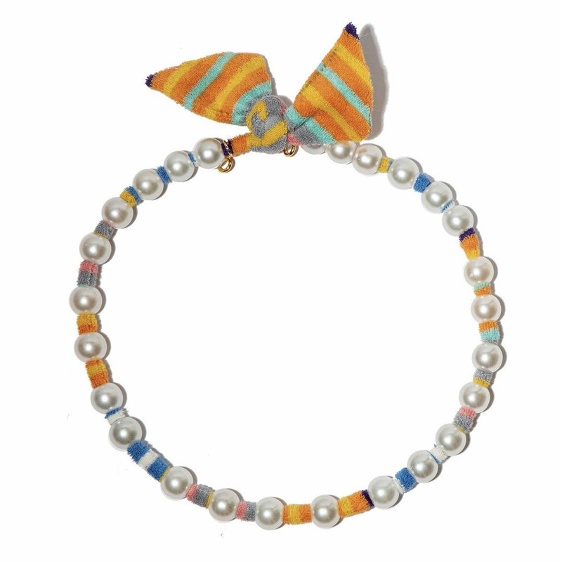 Orange Multi Pearl Scarf Necklace